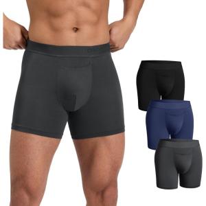imageCRZ YOGA UltraSoft Modal Boxer Briefs with Fly for Men 5  Casual Underwear Moisture Wicking Breathable 3 PackBlackGreyBlue