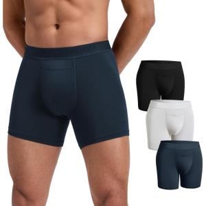 imageCRZ YOGA UltraSoft Modal Boxer Briefs with Fly for Men 5  Casual Underwear Moisture Wicking Breathable 3 PackBlackGreyNavy