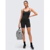 imageCRZ YOGA Butterluxe Cross Back Yoga Rompers for Women  Bodycon Athletic One Piece Jumpsuit Bodysuit Shorts with Builtin BraBlack