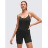 imageCRZ YOGA Butterluxe Cross Back Yoga Rompers for Women  Bodycon Athletic One Piece Jumpsuit Bodysuit Shorts with Builtin BraBlack