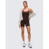 imageCRZ YOGA Butterluxe Cross Back Yoga Rompers for Women  Bodycon Athletic One Piece Jumpsuit Bodysuit Shorts with Builtin BraHot Fudge Brown