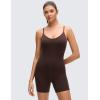 imageCRZ YOGA Butterluxe Cross Back Yoga Rompers for Women  Bodycon Athletic One Piece Jumpsuit Bodysuit Shorts with Builtin BraHot Fudge Brown