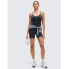 imageCRZ YOGA Butterluxe Cross Back Yoga Rompers for Women  Bodycon Athletic One Piece Jumpsuit Bodysuit Shorts with Builtin BraTrue Navy