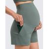 imageCRZ YOGA Butterlift Maternity Linerless Shorts 4  Pockets Comfy Yoga Casual Workout Womens Pregnancy Over The BellyGrey Sage