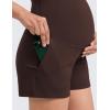 imageCRZ YOGA Butterlift Maternity Linerless Shorts 4  Pockets Comfy Yoga Casual Workout Womens Pregnancy Over The BellyHot Fudge Brown