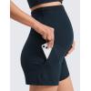 imageCRZ YOGA Butterlift Maternity Linerless Shorts 4  Pockets Comfy Yoga Casual Workout Womens Pregnancy Over The BellyTrue Navy