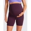 imageCRZ YOGA Butterluxe Maternity Biker Shorts 6  Over The Belly Pregnancy Yoga Workout Womens Activewear Buttery SoftDeep Purple