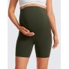 imageCRZ YOGA Butterluxe Maternity Biker Shorts 6  Over The Belly Pregnancy Yoga Workout Womens Activewear Buttery SoftOlive Green