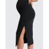imageCRZ YOGA Butterluxe Maternity Side Split Midi Skirt  Bodycon Womens Pregnancy Casual Pencil Over The Belly Stretchy SoftBlack
