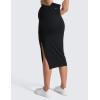 imageCRZ YOGA Butterluxe Maternity Side Split Midi Skirt  Bodycon Womens Pregnancy Casual Pencil Over The Belly Stretchy SoftBlack