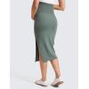 imageCRZ YOGA Butterluxe Maternity Side Split Midi Skirt  Bodycon Womens Pregnancy Casual Pencil Over The Belly Stretchy SoftGrey Sage