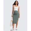 imageCRZ YOGA Butterluxe Maternity Side Split Midi Skirt  Bodycon Womens Pregnancy Casual Pencil Over The Belly Stretchy SoftGrey Sage