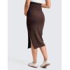 imageCRZ YOGA Butterluxe Maternity Side Split Midi Skirt  Bodycon Womens Pregnancy Casual Pencil Over The Belly Stretchy SoftHot Fudge Brown