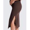 imageCRZ YOGA Butterluxe Maternity Side Split Midi Skirt  Bodycon Womens Pregnancy Casual Pencil Over The Belly Stretchy SoftHot Fudge Brown