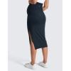 imageCRZ YOGA Butterluxe Maternity Side Split Midi Skirt  Bodycon Womens Pregnancy Casual Pencil Over The Belly Stretchy SoftTrue Navy