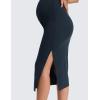imageCRZ YOGA Butterluxe Maternity Side Split Midi Skirt  Bodycon Womens Pregnancy Casual Pencil Over The Belly Stretchy SoftTrue Navy
