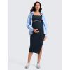 imageCRZ YOGA Butterluxe Maternity Side Split Midi Skirt  Bodycon Womens Pregnancy Casual Pencil Over The Belly Stretchy SoftTrue Navy