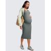 imageCRZ YOGA Butterluxe Maternity Square Neck Midi Dress  Split Ruched Tanks Womens Pregnancy Bodycon Casual Baby ShowerGrey Sage