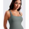 imageCRZ YOGA Butterluxe Maternity Square Neck Midi Dress  Split Ruched Tanks Womens Pregnancy Bodycon Casual Baby ShowerGrey Sage