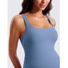 imageCRZ YOGA Butterluxe Maternity Square Neck Midi Dress  Split Ruched Tanks Womens Pregnancy Bodycon Casual Baby ShowerOasis Blue