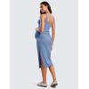 imageCRZ YOGA Butterluxe Maternity Square Neck Midi Dress  Split Ruched Tanks Womens Pregnancy Bodycon Casual Baby ShowerOasis Blue