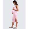 imageCRZ YOGA Butterluxe Maternity Square Neck Midi Dress  Split Ruched Tanks Womens Pregnancy Bodycon Casual Baby ShowerPink Peony
