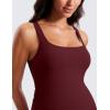imageCRZ YOGA Butterluxe Maternity Square Neck Midi Dress  Split Ruched Tanks Womens Pregnancy Bodycon Casual Baby ShowerRed Merlot