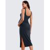 imageCRZ YOGA Butterluxe Maternity Square Neck Midi Dress  Split Ruched Tanks Womens Pregnancy Bodycon Casual Baby ShowerTrue Navy