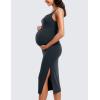 imageCRZ YOGA Butterluxe Maternity Square Neck Midi Dress  Split Ruched Tanks Womens Pregnancy Bodycon Casual Baby ShowerTrue Navy