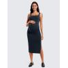 imageCRZ YOGA Butterluxe Maternity Square Neck Midi Dress  Split Ruched Tanks Womens Pregnancy Bodycon Casual Baby ShowerTrue Navy