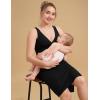 imageCRZ YOGA Butterluxe Maternity V Neck Nursing Midi Dress  Slit Sleeveless Casual Pregnancy Womens Bodycon Built in Bra OutfitBlack