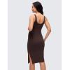 imageCRZ YOGA Butterluxe Maternity V Neck Nursing Midi Dress  Slit Sleeveless Casual Pregnancy Womens Bodycon Built in Bra OutfitHot Fudge Brown