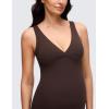 imageCRZ YOGA Butterluxe Maternity V Neck Nursing Midi Dress  Slit Sleeveless Casual Pregnancy Womens Bodycon Built in Bra OutfitHot Fudge Brown