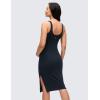 imageCRZ YOGA Butterluxe Maternity V Neck Nursing Midi Dress  Slit Sleeveless Casual Pregnancy Womens Bodycon Built in Bra OutfitTrue Navy