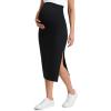 imageCRZ YOGA Butterluxe Maternity Side Split Midi Skirt  Bodycon Womens Pregnancy Casual Pencil Over The Belly Stretchy SoftBlack