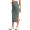 imageCRZ YOGA Butterluxe Maternity Side Split Midi Skirt  Bodycon Womens Pregnancy Casual Pencil Over The Belly Stretchy SoftGrey Sage
