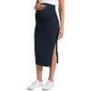 imageCRZ YOGA Butterluxe Maternity Side Split Midi Skirt  Bodycon Womens Pregnancy Casual Pencil Over The Belly Stretchy SoftTrue Navy