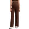 imageCRZ YOGA Softretch Maternity No Front Seam Wide Leg Pants 30  Workout Yoga Casual Pregnancy Womens Over Belly Buttery SoftLava Brown