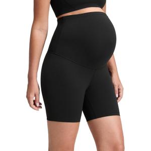 imageCRZ YOGA Butterluxe Maternity Biker Shorts 6  Over The Belly Pregnancy Yoga Workout Womens Activewear Buttery SoftBlack