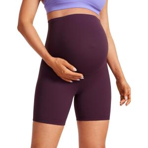 imageCRZ YOGA Butterluxe Maternity Biker Shorts 6  Over The Belly Pregnancy Yoga Workout Womens Activewear Buttery SoftDeep Purple