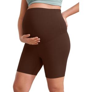 imageCRZ YOGA Butterluxe Maternity Biker Shorts 6  Over The Belly Pregnancy Yoga Workout Womens Activewear Buttery SoftLava Brown