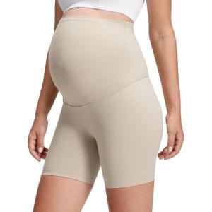 imageCRZ YOGA Butterluxe Maternity Biker Shorts 6  Over The Belly Pregnancy Yoga Workout Womens Activewear Buttery SoftMojave Tan