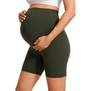 imageCRZ YOGA Butterluxe Maternity Biker Shorts 6  Over The Belly Pregnancy Yoga Workout Womens Activewear Buttery SoftOlive Green