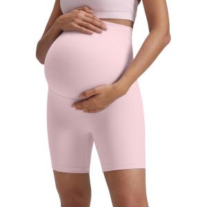 imageCRZ YOGA Butterluxe Maternity Biker Shorts 6  Over The Belly Pregnancy Yoga Workout Womens Activewear Buttery SoftPink Haze