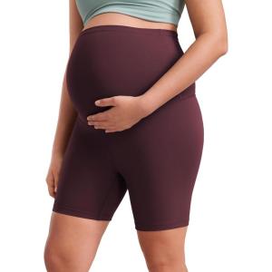 imageCRZ YOGA Butterluxe Maternity Biker Shorts 6  Over The Belly Pregnancy Yoga Workout Womens Activewear Buttery SoftRipe Plum