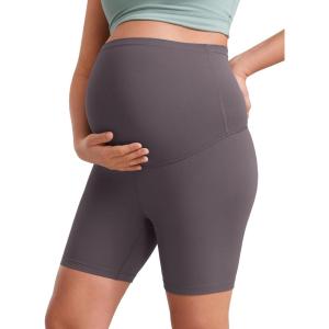 imageCRZ YOGA Butterluxe Maternity Biker Shorts 6  Over The Belly Pregnancy Yoga Workout Womens Activewear Buttery SoftTornado Grey