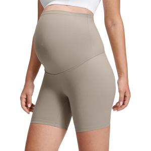 imageCRZ YOGA Butterluxe Maternity Biker Shorts 6  Over The Belly Pregnancy Yoga Workout Womens Activewear Buttery SoftWarm Ash Grey