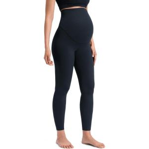 imageCRZ YOGA Softretch Maternity No Front Seam Leggings 25  Workout Yoga Casual Womens Pregnancy Pants Over The BellyTrue Navy