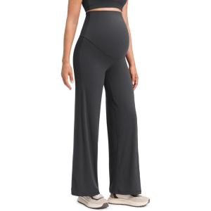 imageCRZ YOGA Softretch Maternity No Front Seam Wide Leg Pants 30  Workout Yoga Casual Pregnancy Womens Over Belly Buttery SoftMysterious Grey