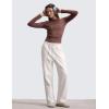 imageCRZ YOGA Cotton Fleece Lined Sweatpants Women 283032  Straight Leg Casual Lounge Pants with Pockets Winter WarmMilky White Bone